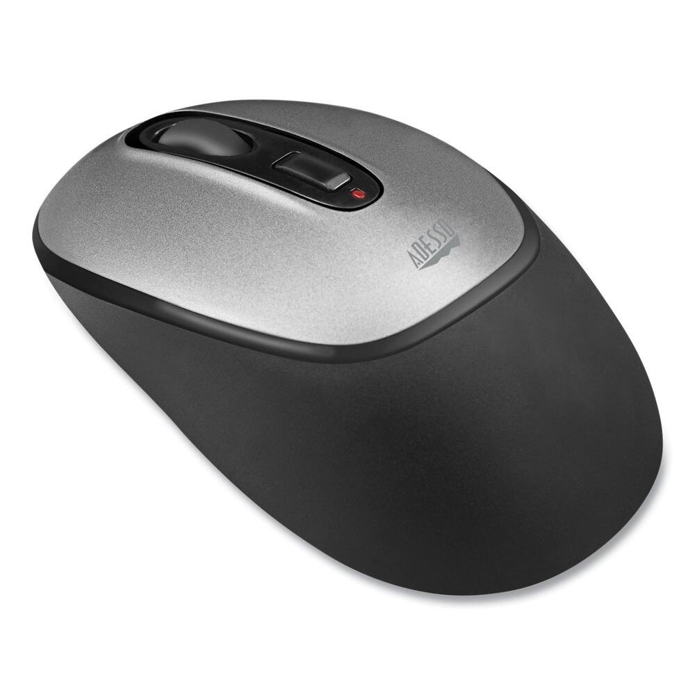 Angle. Adesso - Adesso Antimicrobial Wireless Mouse - Optical - Wireless - 30 ft - Radio Frequency - 2.40 GHz - Black, Gray - USB - 1600 - Black,Gray.