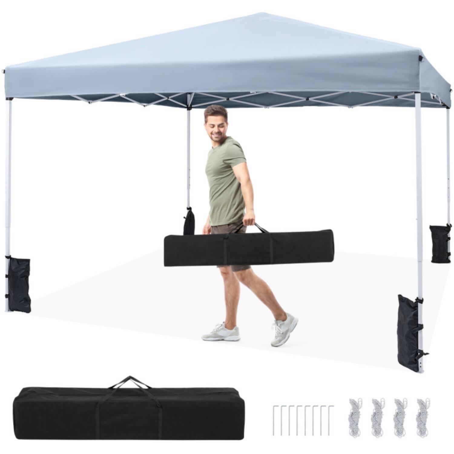 Alt View 5. Mondawe - 10 x 10 FT Pop-Up Canopy Tent with Carry Bag and 4 Sandbags10 x 10 FT Pop-Up Canopy Tent with Carry Bag and 4 Sandbags - Gray.