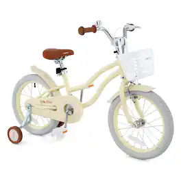 Costway - 16" Kids Bike Toddler Adjustable Bicycle with Training Wheel for 4-7 Years Old Girl - Beige