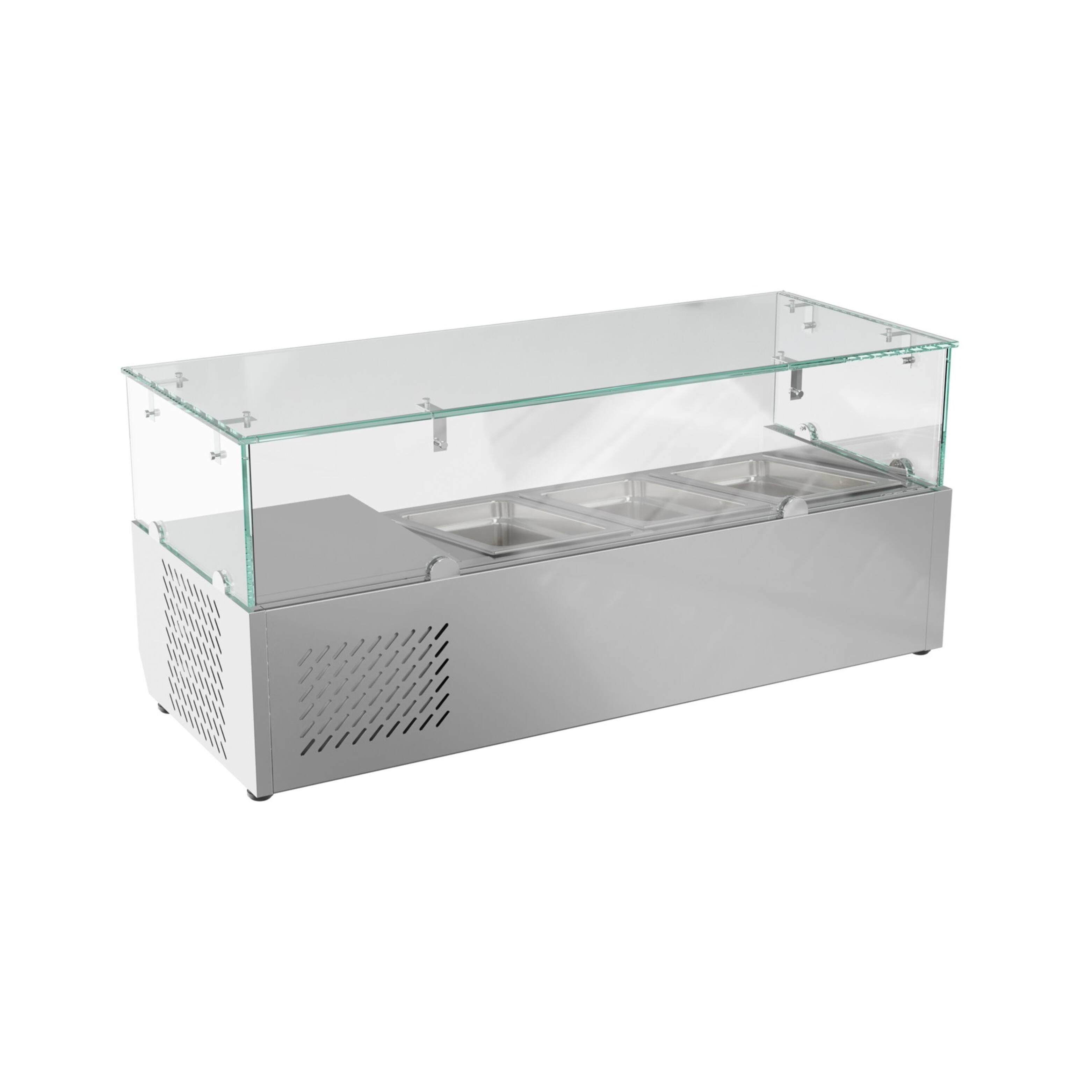 Alt View 1. Koolmore - 40 in. Three Pan Refrigerated Countertop Condiment Prep Station - SCDC-3P-SSL - Stainless-Steel.