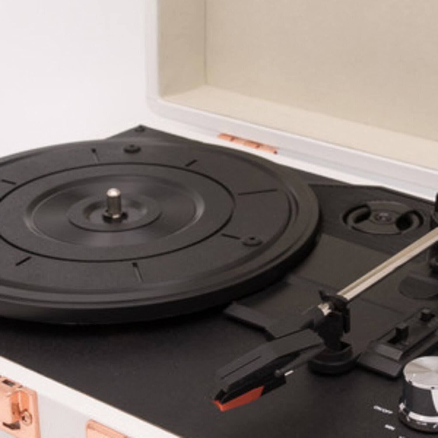 Alt View 1. PopMarket - GPO Retro GPOSOHOWH SOHO Portable Briefcase Turntable - White  - TURNTABLES - White.