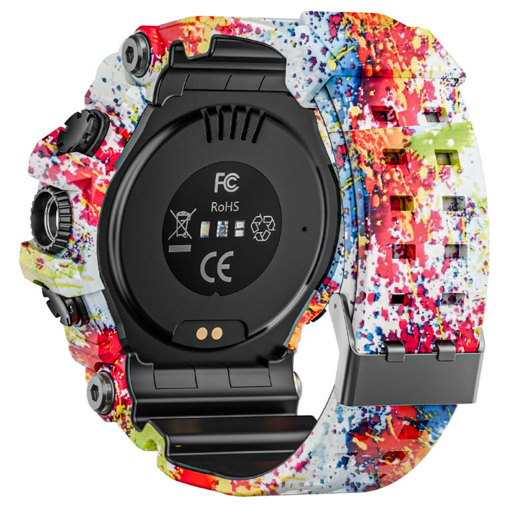 Back. LOKMAT - ATTACK GT Smart Watch, 1.32-inch HD Full-Touch Display 360×360, IP68 Waterproof Rugged Outdoor Design 100+ Sports Modes - Pinkish White.