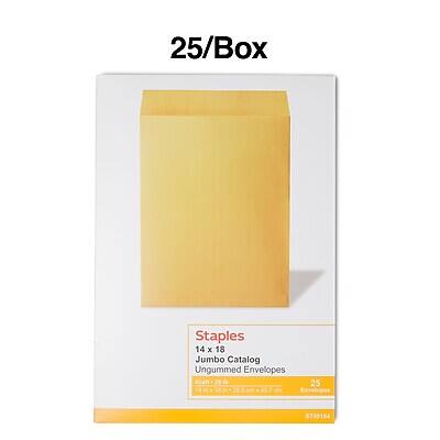 25/Box  
Staples  
14 x 18  
Jumbo Catalog  
Ungummed Envelopes  
25 Envelopes  
ST50154