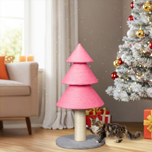 Alt View 8. Winado - Portable 31.5in Christmas Cat Tree Large Sisal Cat Scratching Post, Tower for Cats Toy Indoor Party Holiday Decoration - Pink.