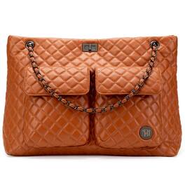 Badgley Mischka - Diana Quilted Vegan Leather Weekender Duffel Bag - Brown