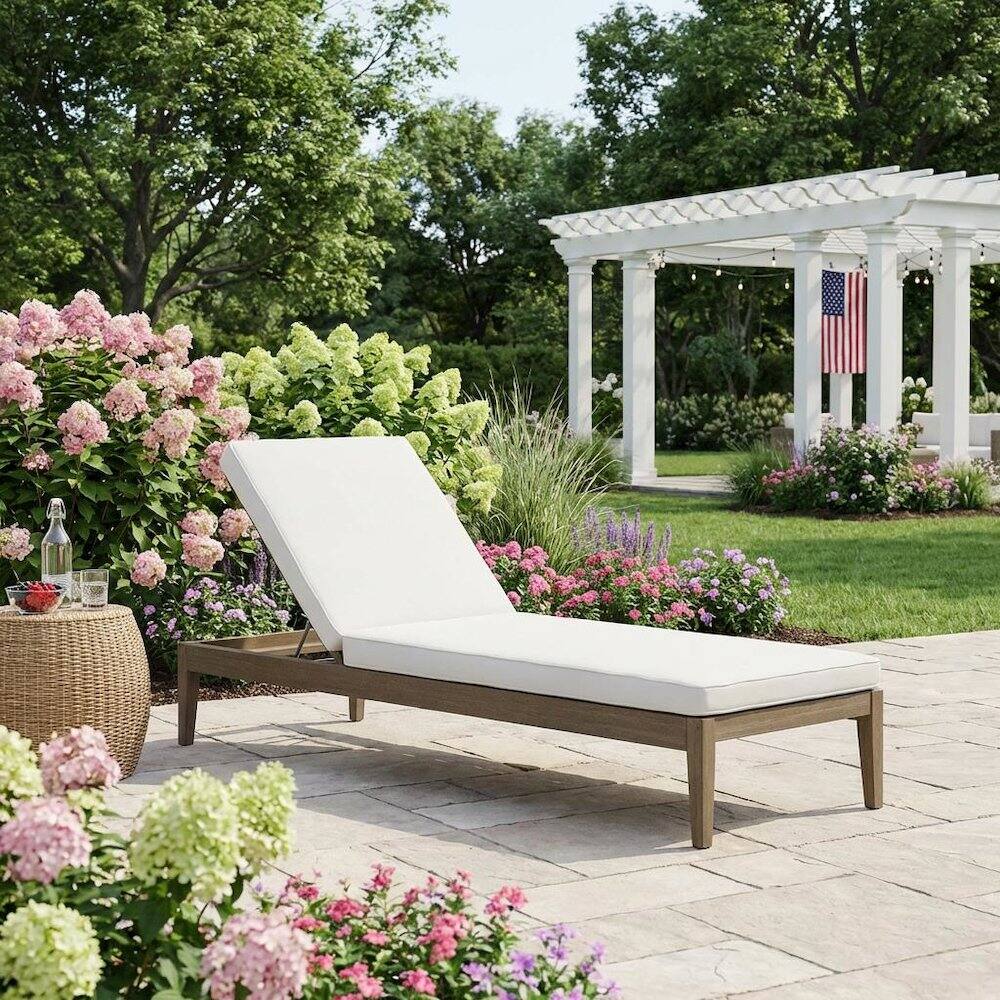 Left. Outdoor Escape - Teak Patio Lounge Chair With Weather-Resistant Finish And Ergonomic Design - Gray.