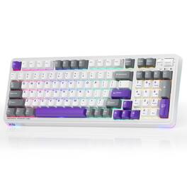 VEGA AUTOMOTIVE - Kg98 Mechanical Hot Swappable Pre lubed Linear Switches Rgb Sidelit Tri mode Compact Layout For Gaming typi - White&Black&Purple