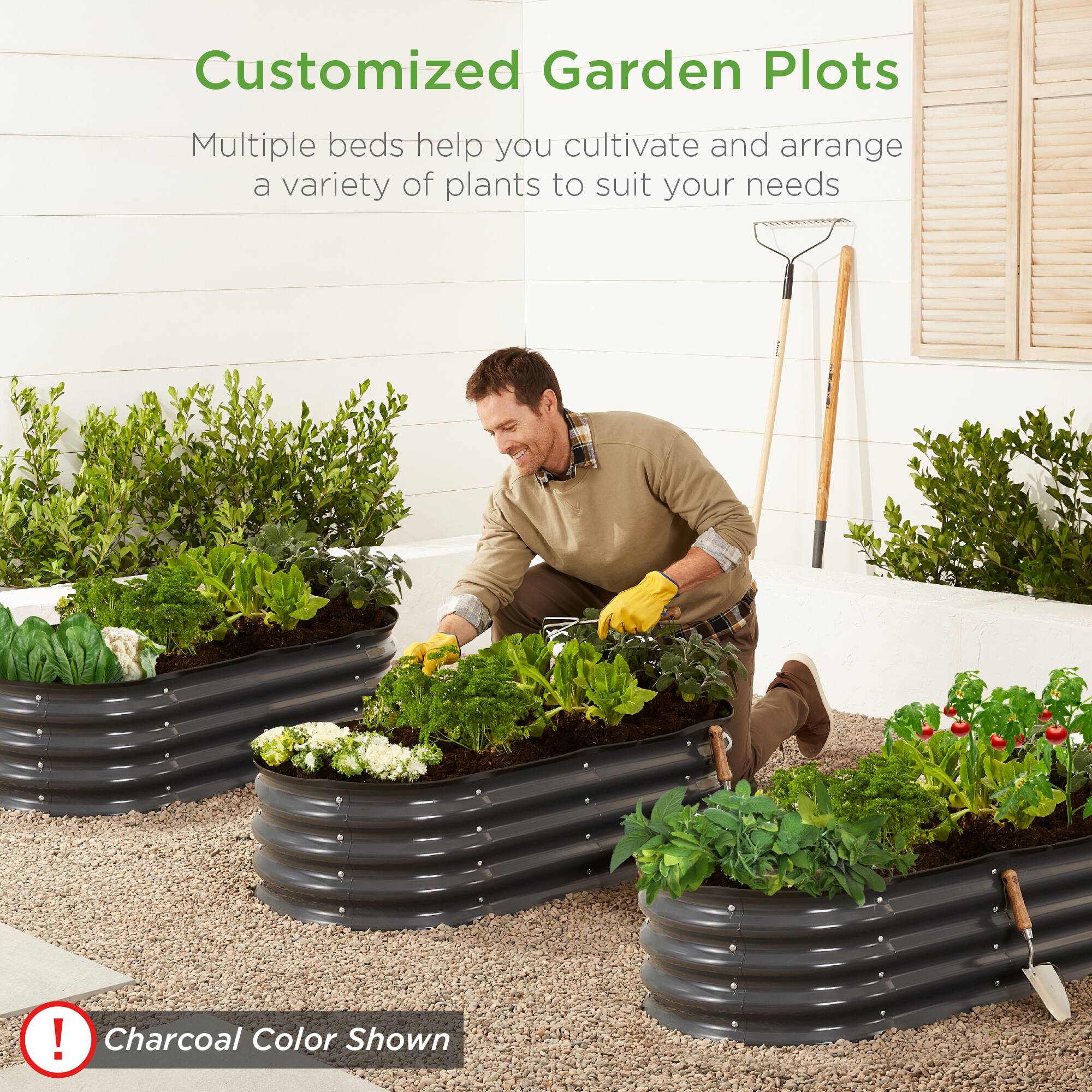 Customized Garden Plots

Multiple beds help you cultivate and arrange a variety of plants to suit your needs

Charcoal Color Shown