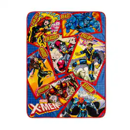 Marvel - X-Men Character Cards Raschel Throw Blanket | 45 x 60 Inches - Multi-Colored