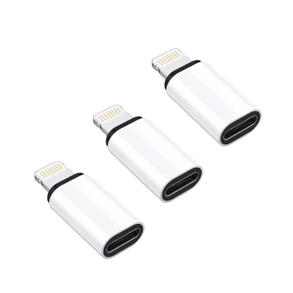 Qixxronics - (3Pack) USB C Female to Lightning Male Charger Adapter Type C Cable Converter Lightning Port Connector for iPhone, iPad - White