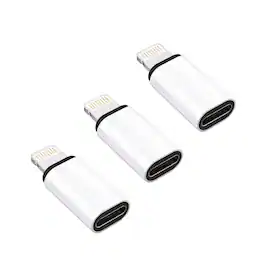 Qixxronics - (3Pack) USB C Female to Lightning Male Charger Adapter Type C Cable Converter Lightning Port Connector for iPhone, iPad - White