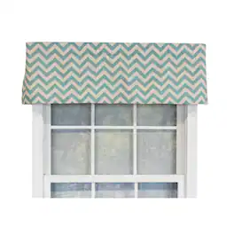 RLF Home - Zig-Zag Tailored 100% Cotton with Fully Lined 3" Rod Pocket Valnance for Windows 50" x 14" - Turquoise