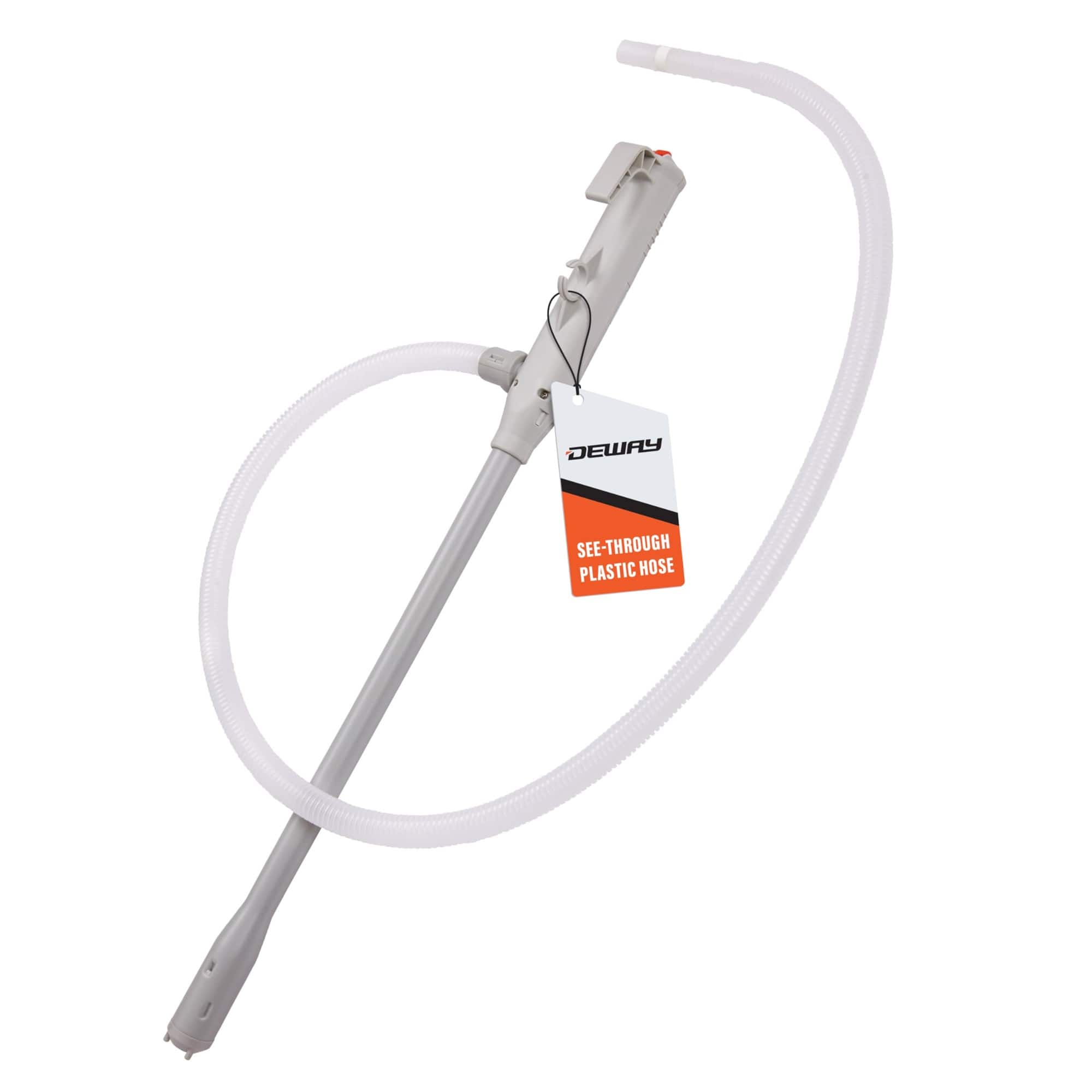 Deway - Battery Fuel Transfer Pump – 3.2 GPM, 51" Hose, Stick Design for Gasoline, Diesel & Water Use - Gray