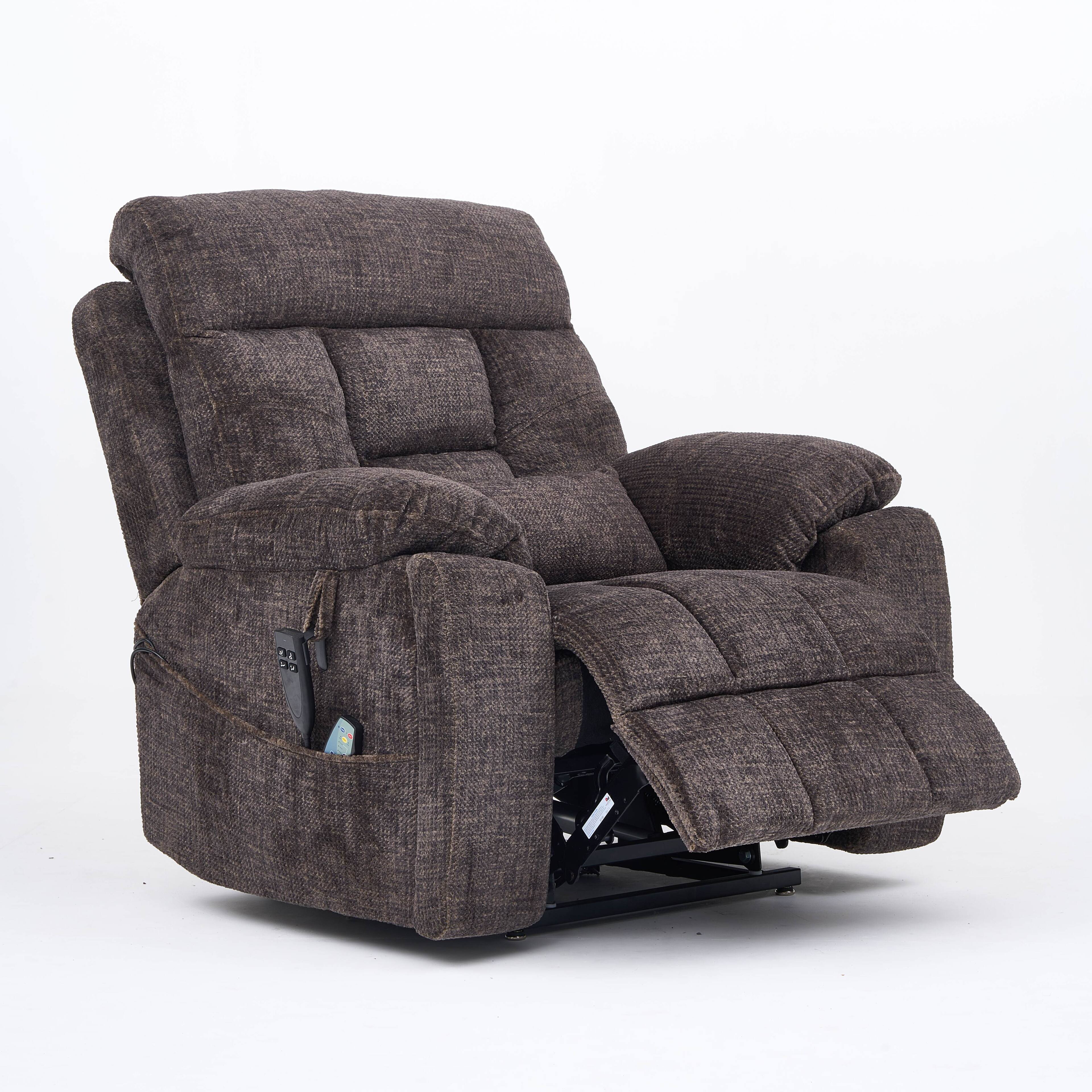 Angle. APRILSOUL - Electric lift chair with heating and massage functions 180 degrees 2pocket cup holders 2remote controls dual OKIN motors - Brown.
