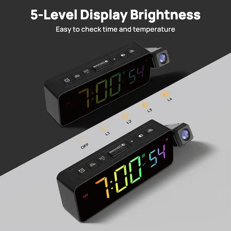 Lancoon Digital Alarm Clock - RGB Color Display, Dual Alarms, Adjustable Brightness & Volume, Plug-in With Memory