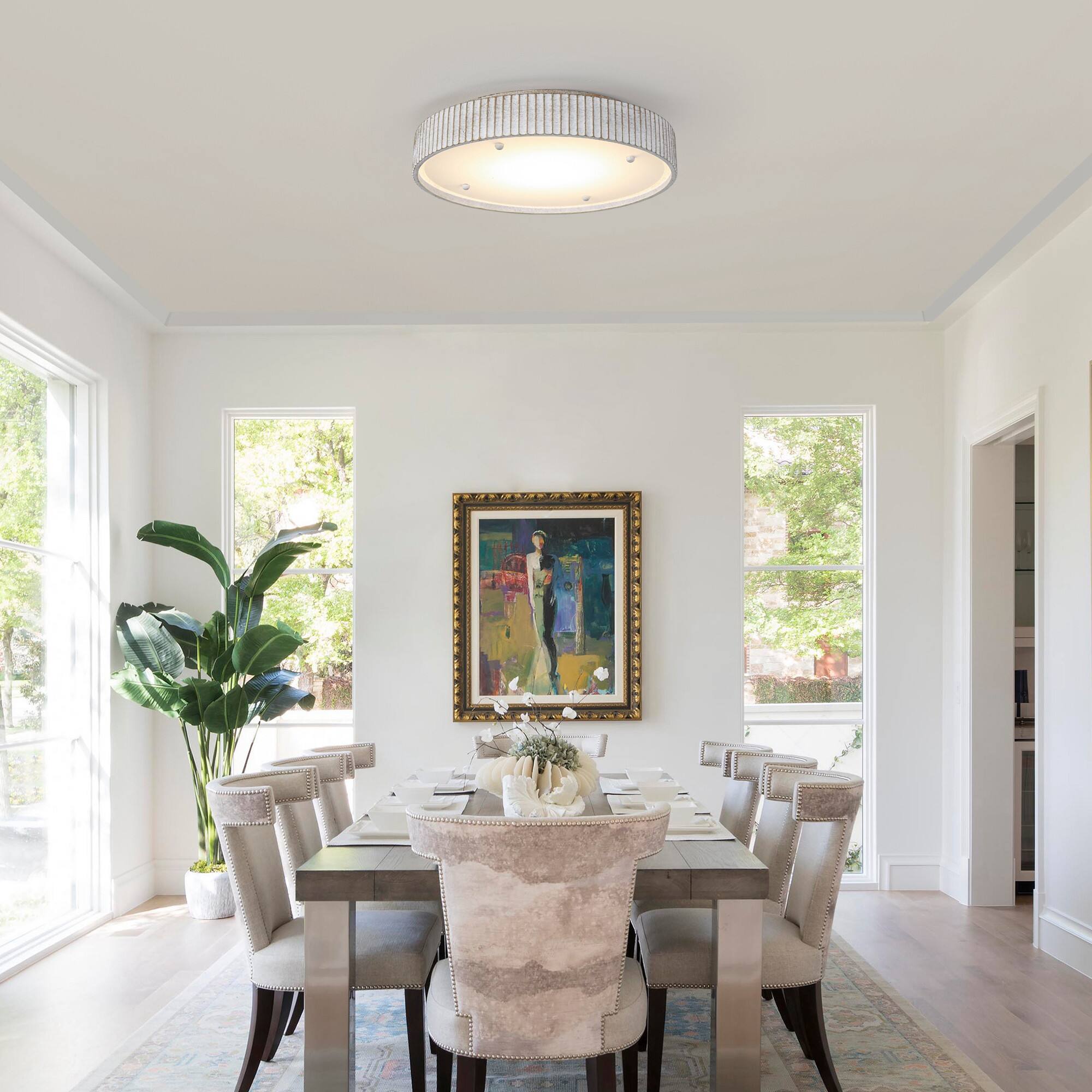 Left. Parrot Uncle - 17.5 in. White Integrated LED Dimmable Ceiling Light - White.