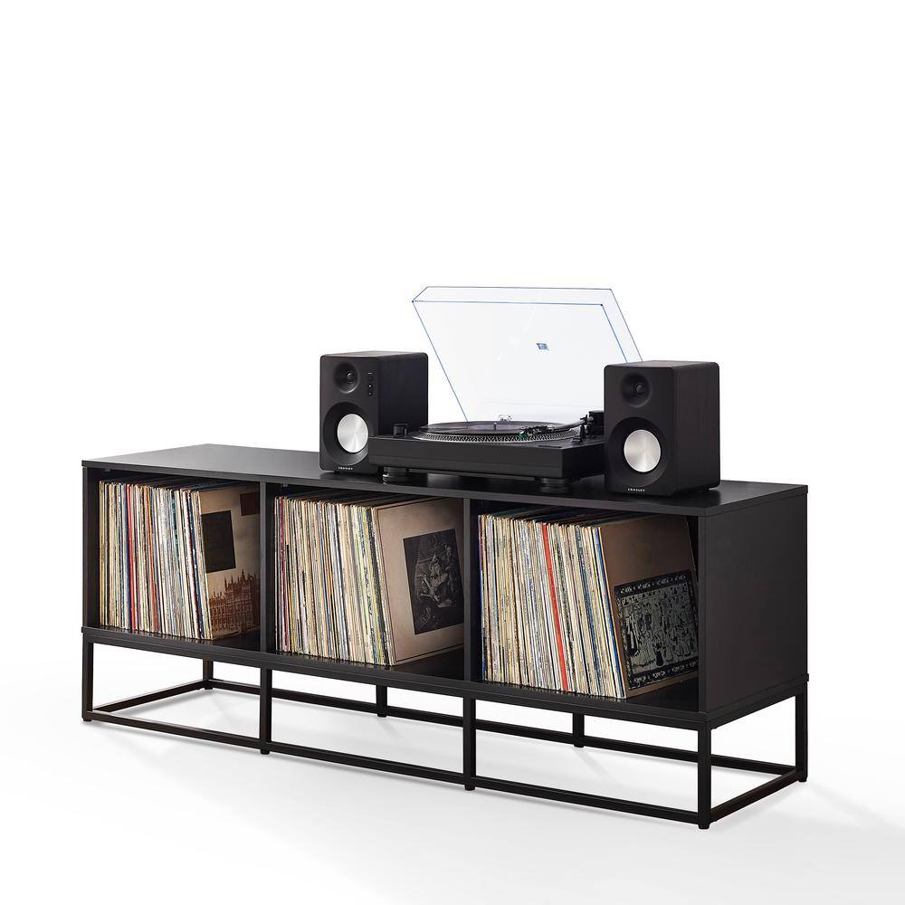 Alt View 1. Crosley Furniture - Enzo Large Record Player Stand With Vinyl Storage - Black.