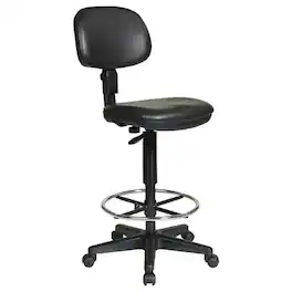 Office Star Products - Drafting Chair with Adjustable Height and Comfortable Vinyl Seat - Black