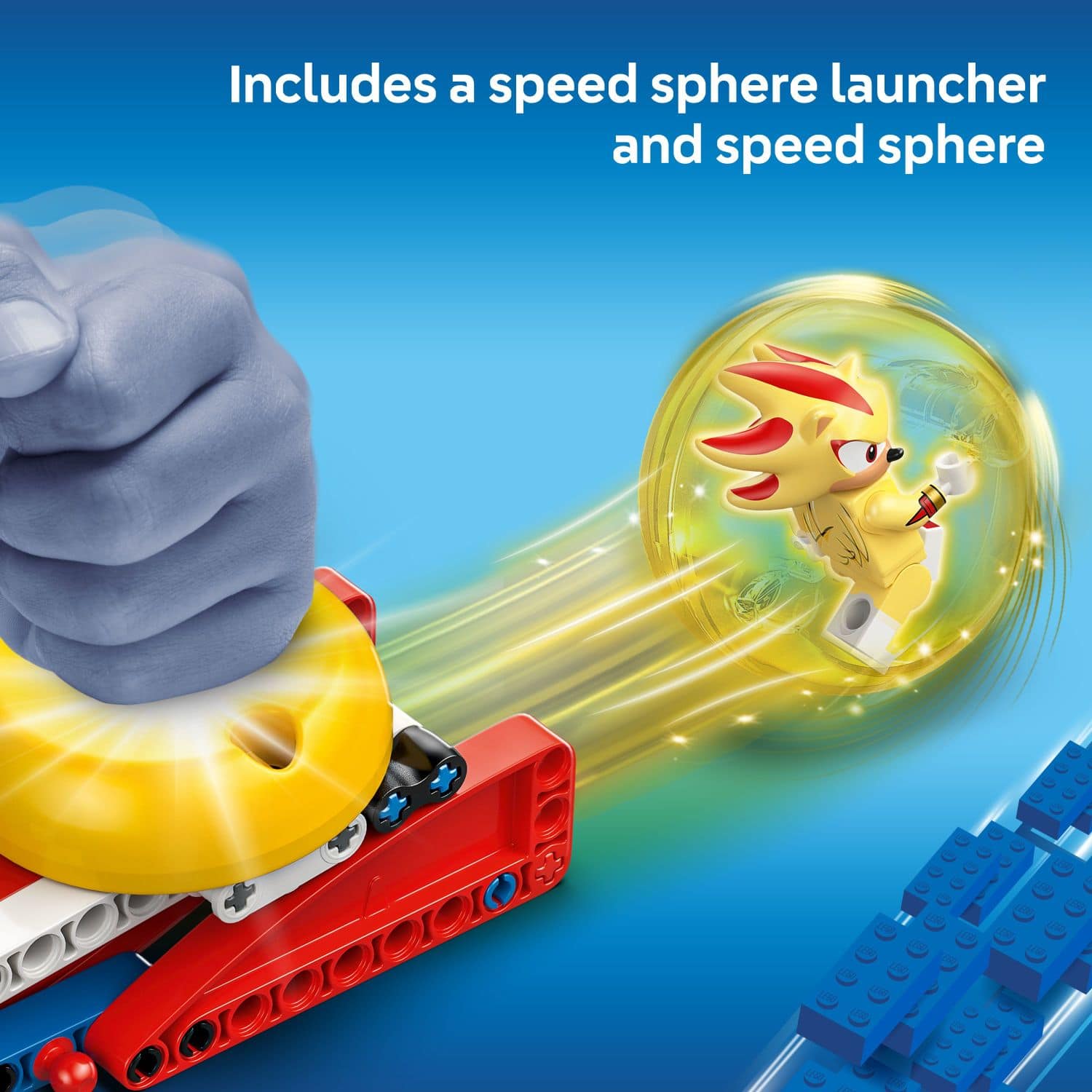 Includes a speed sphere launcher and a speed sphere.