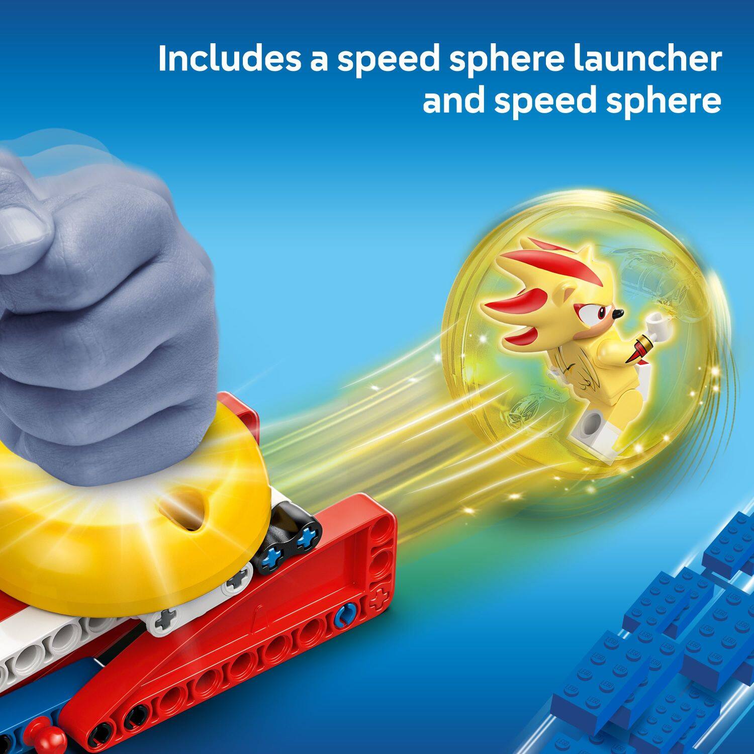 Includes a speed sphere launcher and a speed sphere.