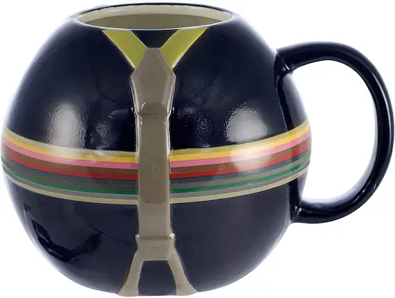 Front. Seven20 - Doctor Who 13th Doctor with Rainbow Stripes 20oz Ceramic Coffee Mug - Brown.