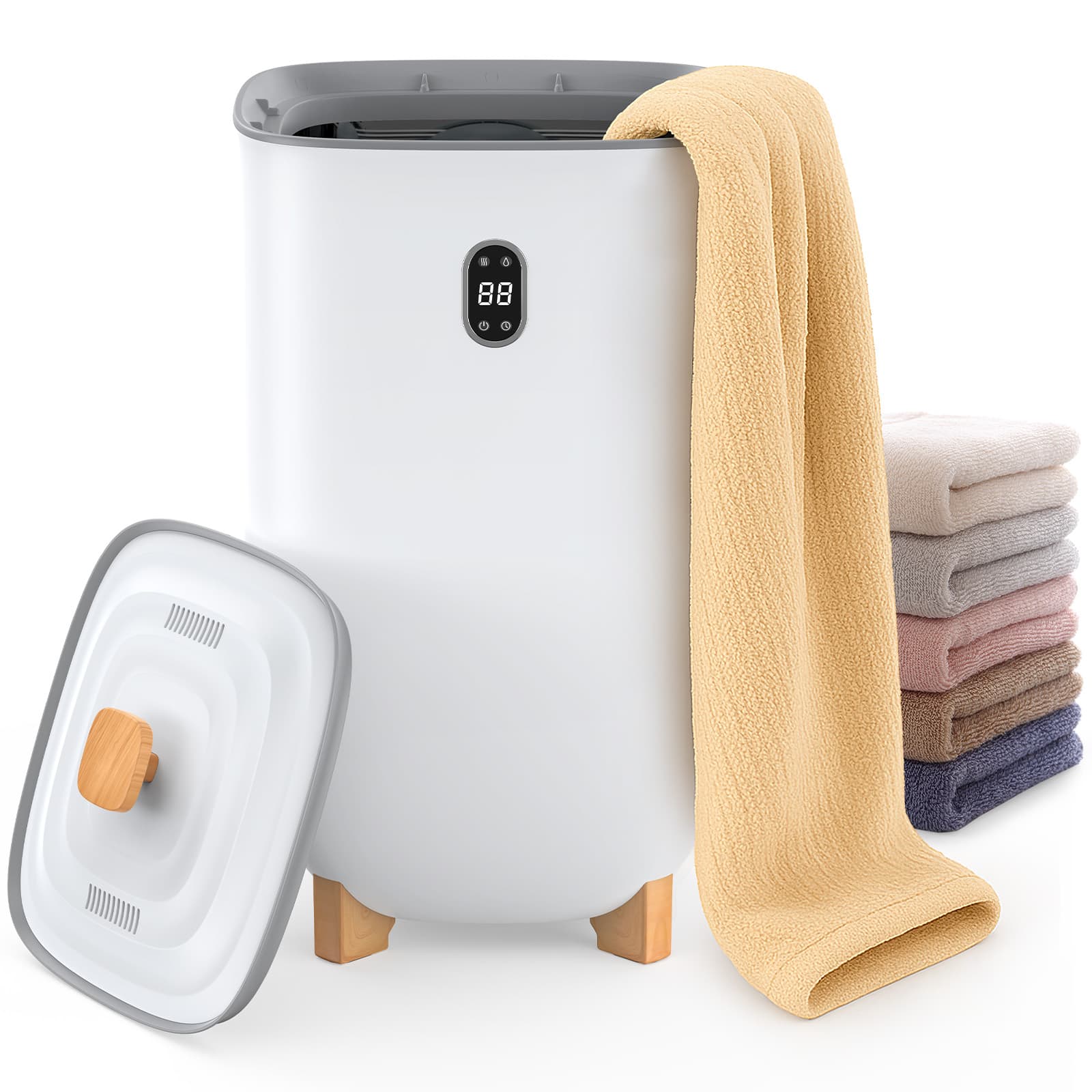 Sugift - 35L Large Home Towel Warmer Dryer Bucket with Aromatherapy, Auto Shut-off Function - White