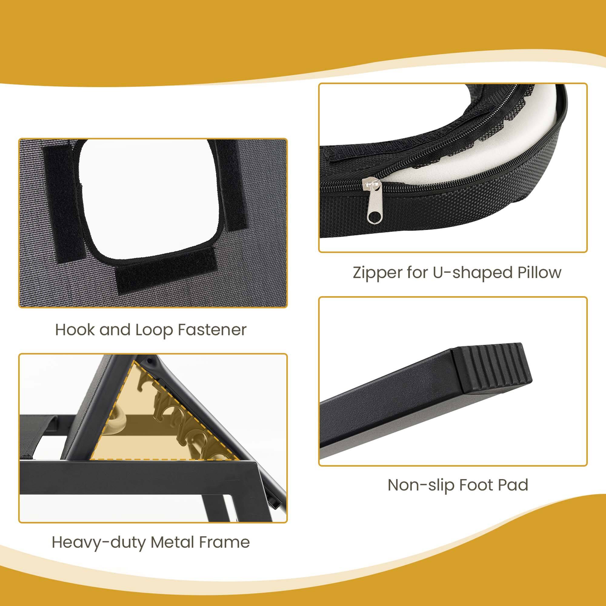 Hook and Loop Fastener, Zipper for U-shaped Pillow, Heavy-duty Metal Frame, Non-slip Foot Pad