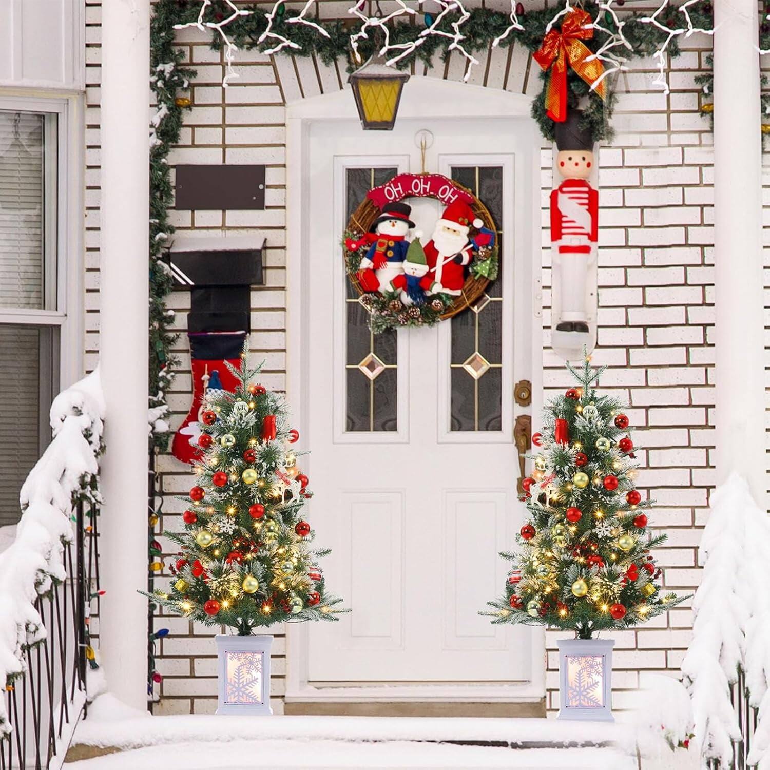 Alt View 2. GARVEE - 3ft Pre-Lit Christmas Tree, Mini Xmas Tree with 78 LED Lights, Indoor & Outdoor Party Decor for Holiday Events - Green 2pcs.