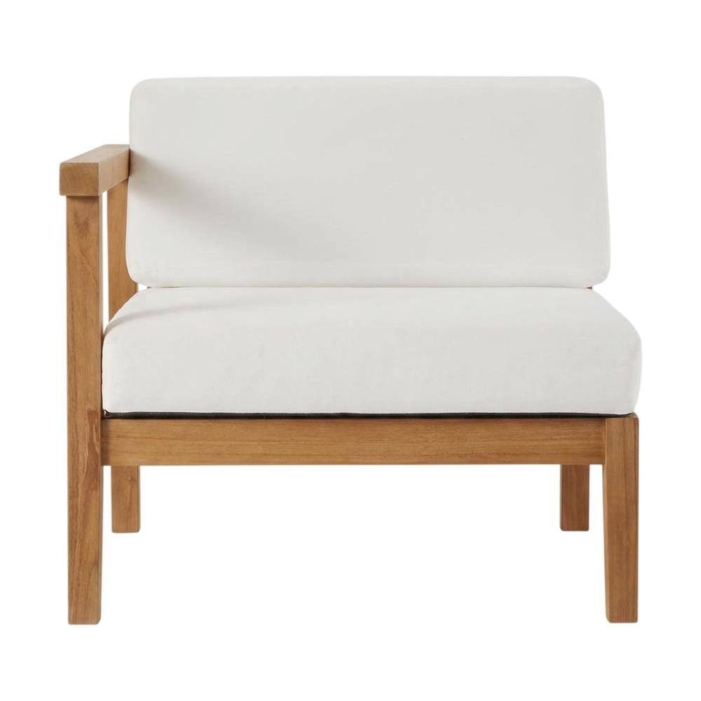 Back. Outdoor Escape - Outdoor Teak Wood Left-Arm Lounge Chair With Durable Construction - White.