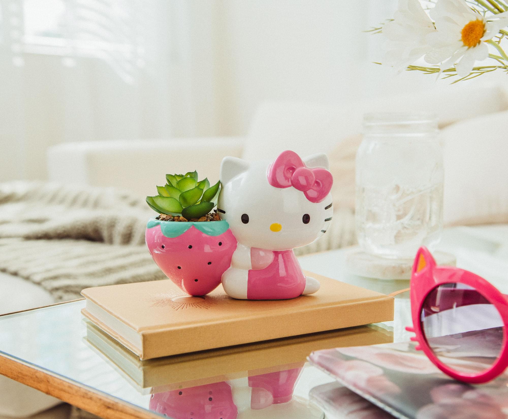 Alt View 4. Silver Buffalo - Sanrio Hello Kitty Strawberry 5-Inch Planter With Artificial Succulent - Pink.