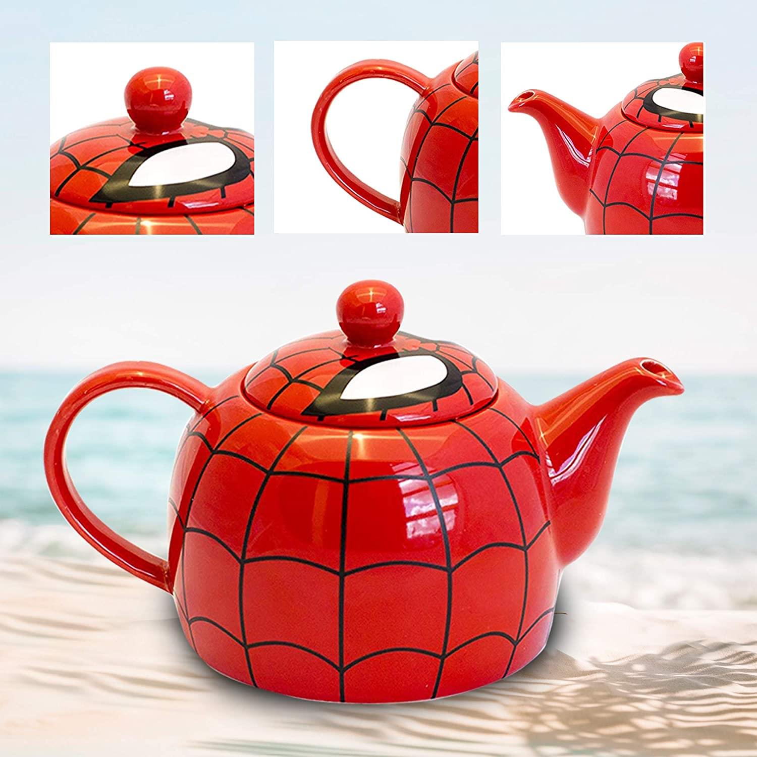 Alt View 2. Marvel - Marvel I AM SPIDER-MAN Ceramic Teapot with Web Mask Detail Lid - Red.