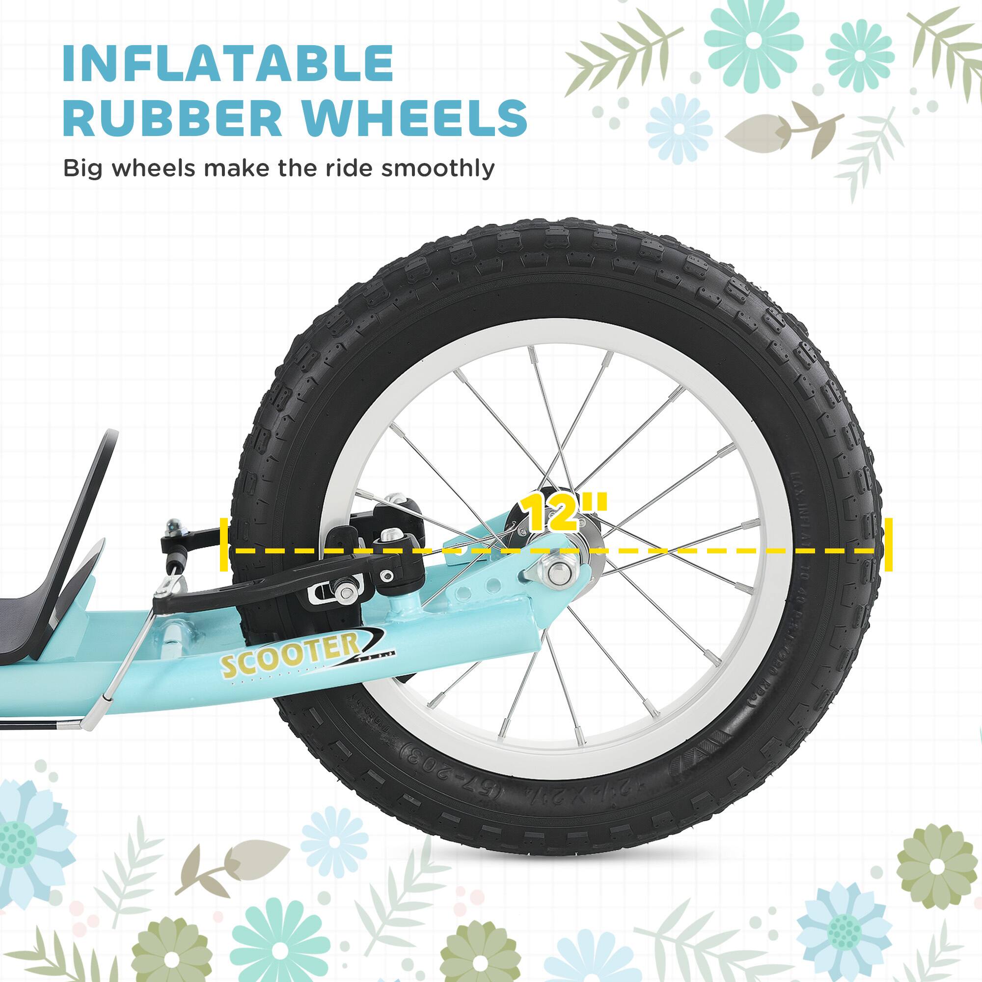 INFLATABLE RUBBER WHEELS  
Big wheels make the ride smoothly  

12" SCOOTER