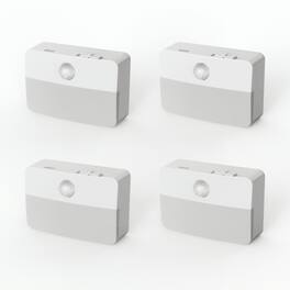 Jandcase - 4-Pack 0.6W Battery Operated Motion Sensor Night Light, 3000K Warm Glow, Square Design,, ON/OFF/AUTO - White