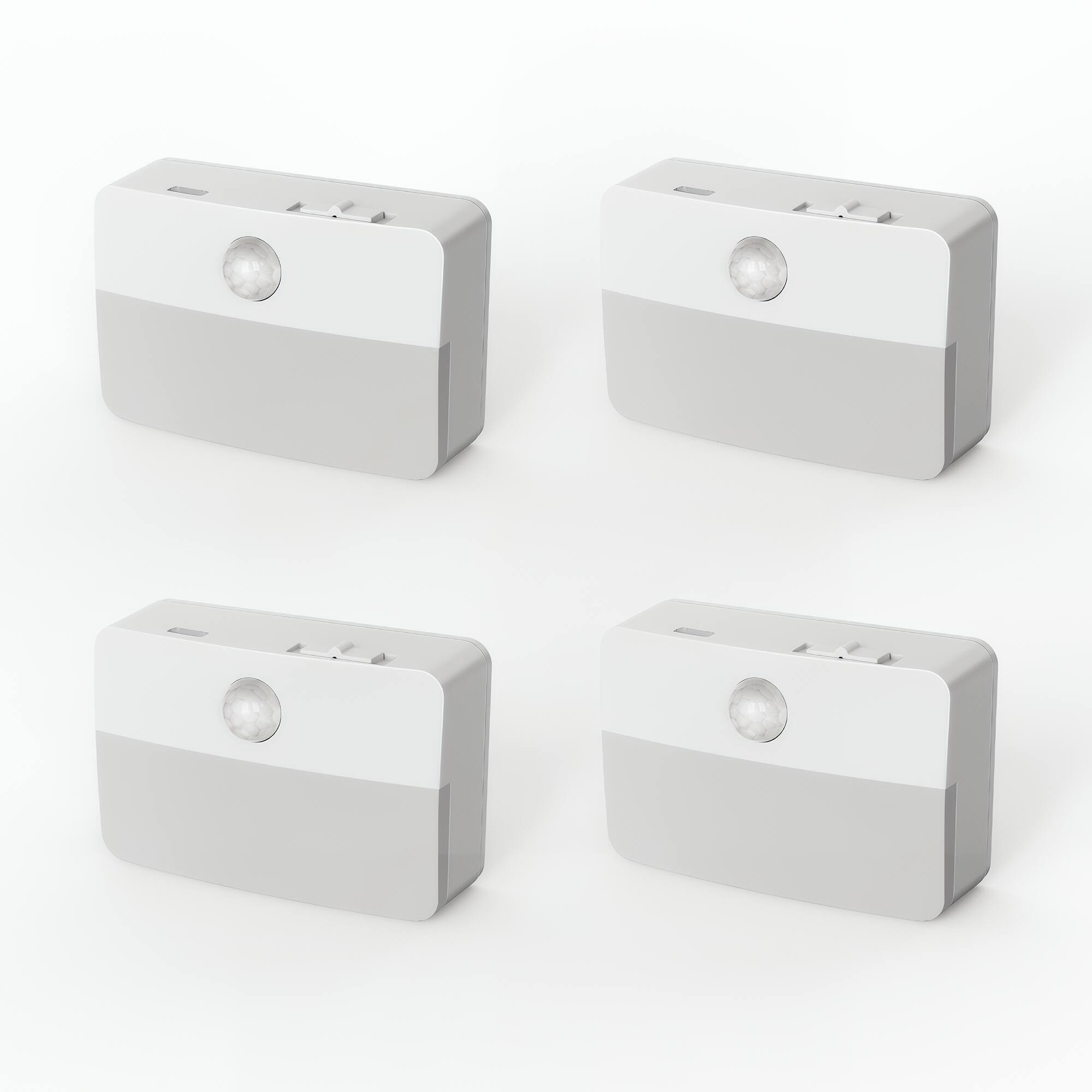 Front. Jandcase - JANDCASE 4-Pack 0.6W Battery Operated Motion Sensor Night Light, 3000K Warm Glow, Square Design,, ON/OFF/AUTO - White.