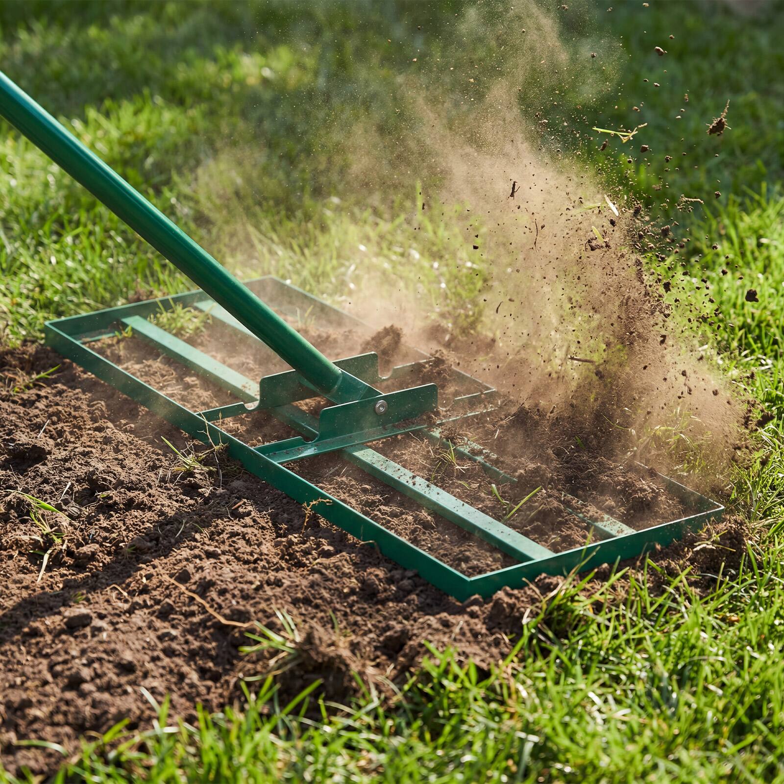 Alt View 1. Gymax - Gymax Lawn Leveling Rake 30'' x 10'' Heavy Duty Lawn Level Tool for Soil w/67'' Handle Green - Green.