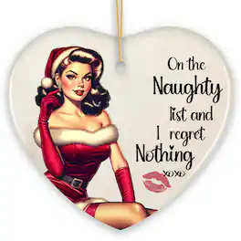 OrnamentallyYou - On the Naughty List and I Regret Nothing Funny Christmas Ornament Joke Secret Santa Gift Heart - Multi-colored