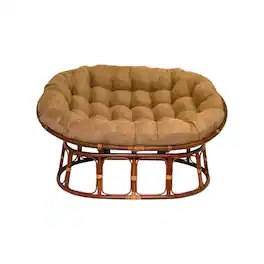 Blazing Needles - 65-inch by 48-inch Solid Micro Suede Double Papasan Cushion - Camel