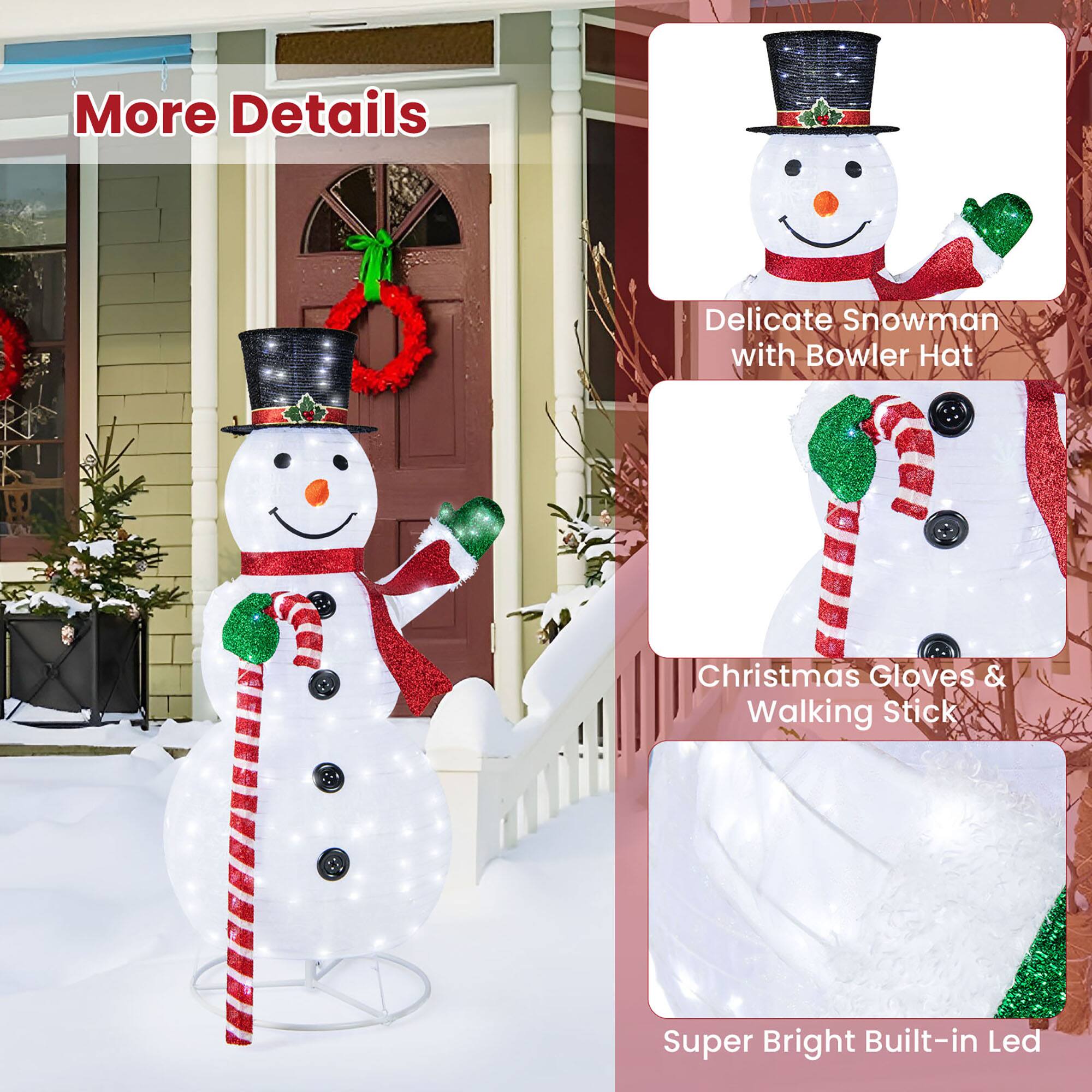 More Details

Delicate Snowman with Bowler Hat

Christmas Gloves & Walking Stick

Super Bright Built-in Led