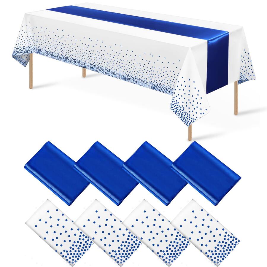 Dapper Styles Disposable Plastic Tablecloths And Satin Table Runner ...