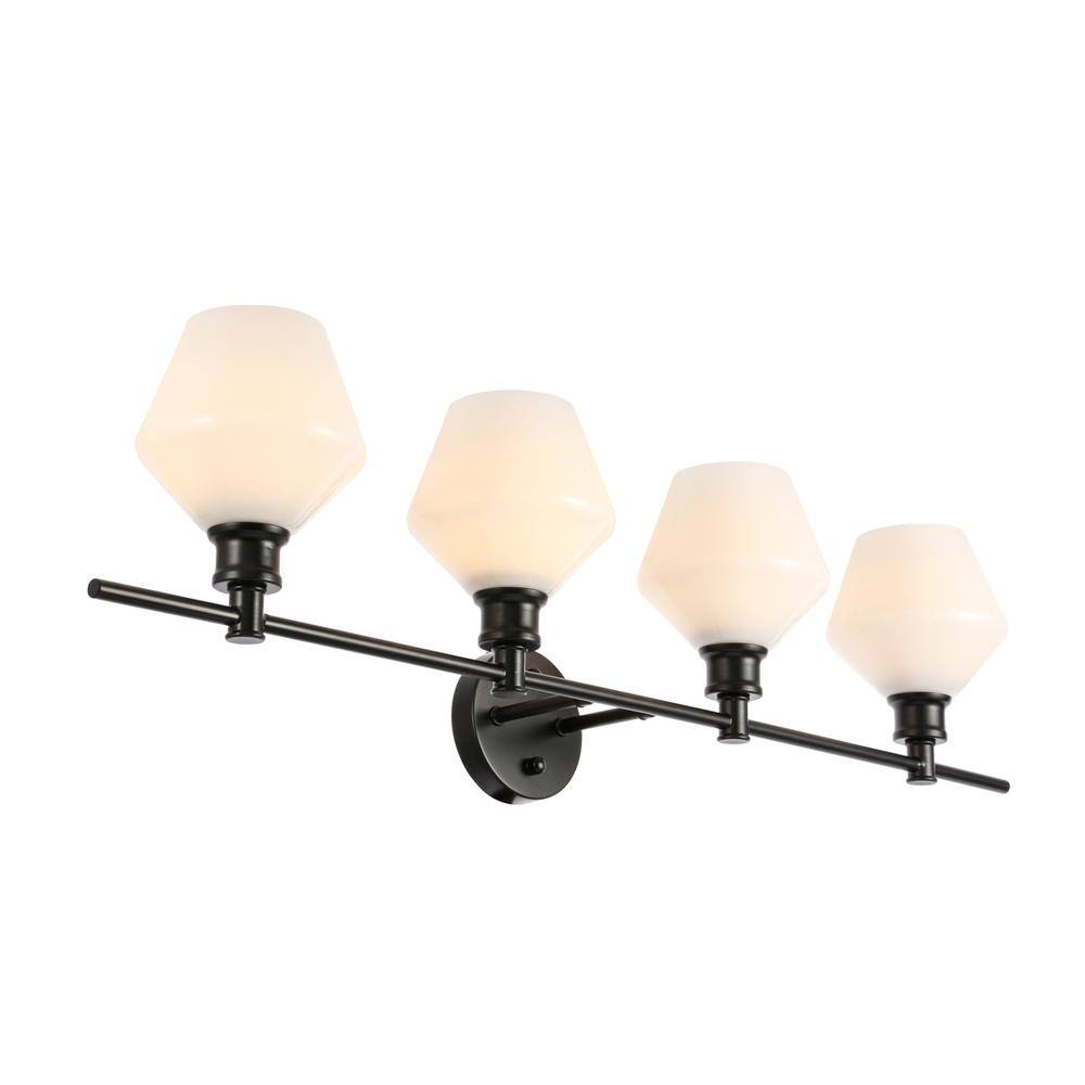 Alt View 4. Living District - Gene 4 light Black and Frosted white glass Wall sconce - Black And Frosted White Glass.