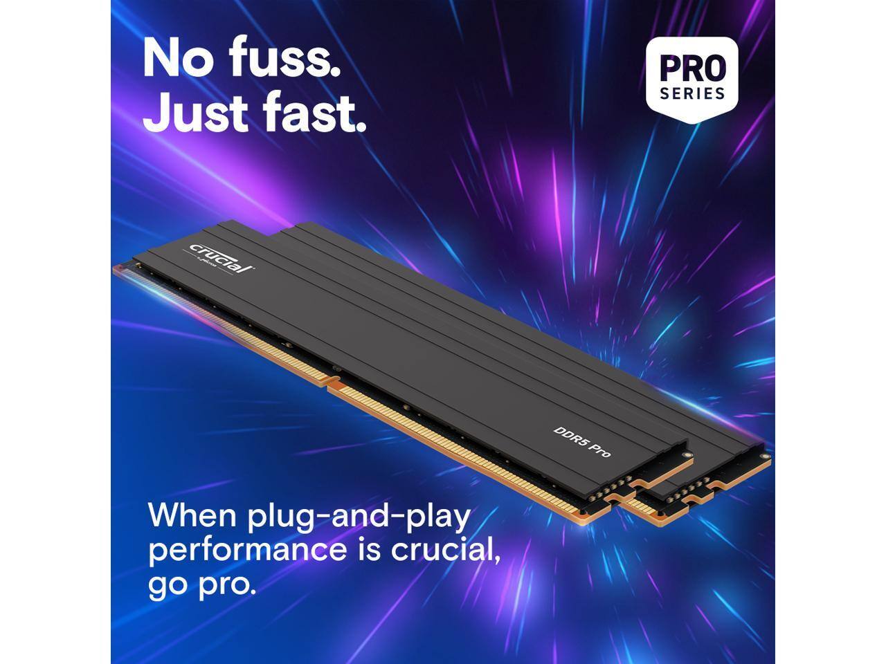 No fuss. Just fast.  
PRO SERIES  
crucial DDR5 Pro  
When plug-and-play performance is crucial, go pro.