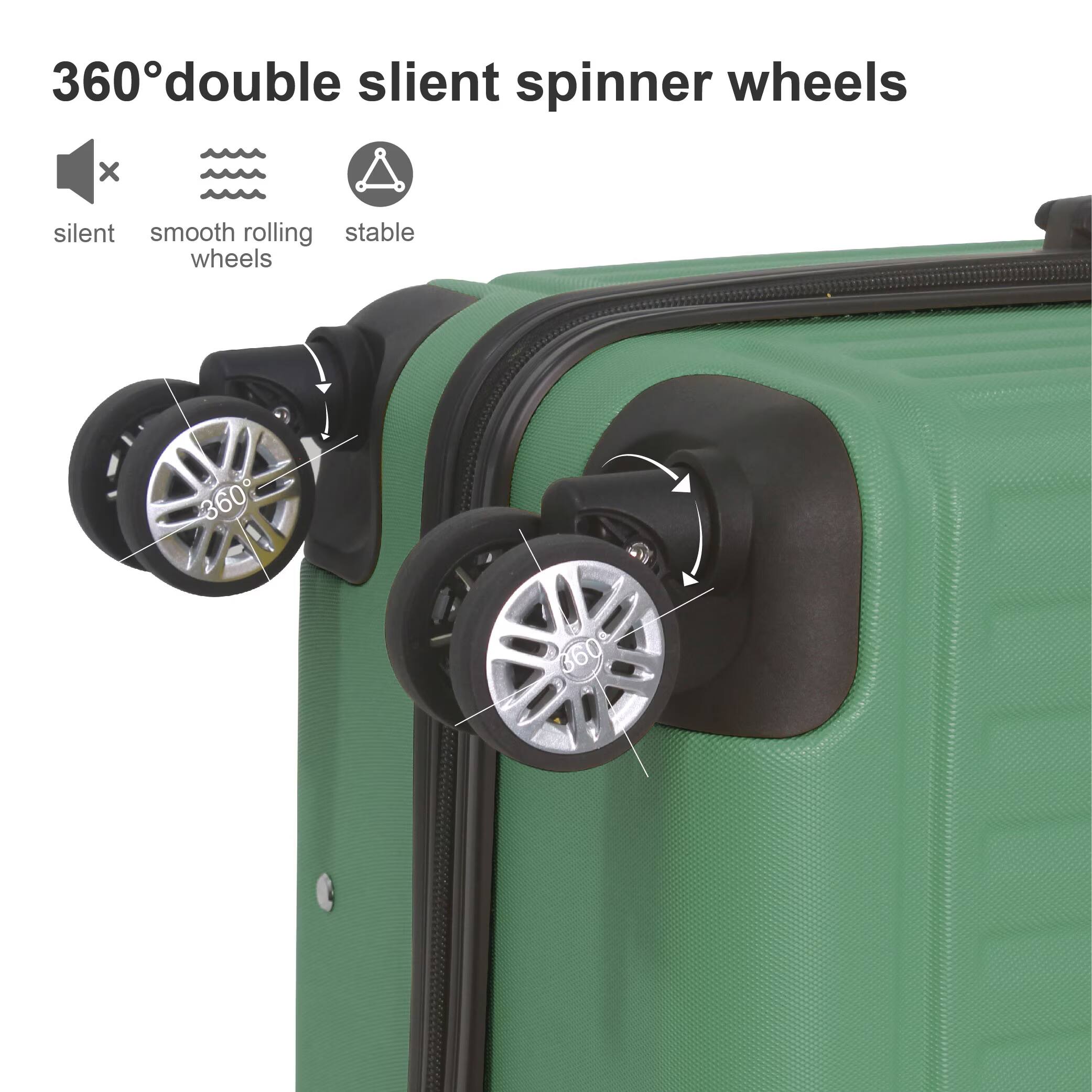360° double silent spinner wheels

- silent
- smooth rolling wheels
- stable