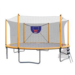 LOVMOR - 16 FT Trampoline with Basketball Hoop and Ladder Recreational Trampoline for Adults