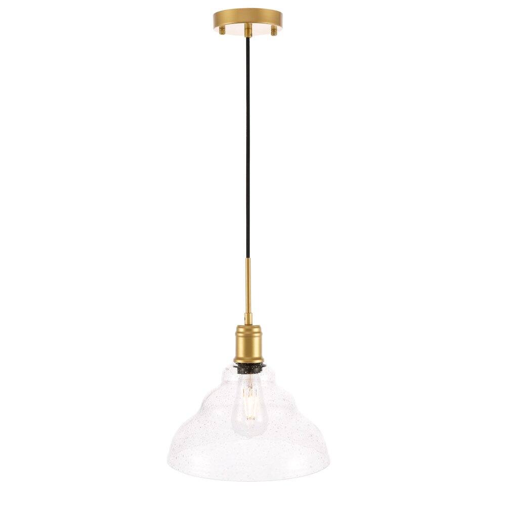 Alt View 4. Living District - Gil 1 Light Brass And Clear Seeded Glass Pendant - Brass And Clear Seeded Glass.