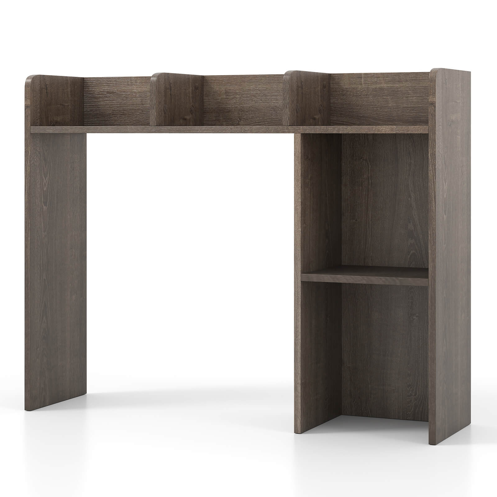 Angle. Costway - Costway Desk Bookshelf Desktop Storage Shelf for Monitors up to 27" with Anti-tip Kits Gray - Oak.