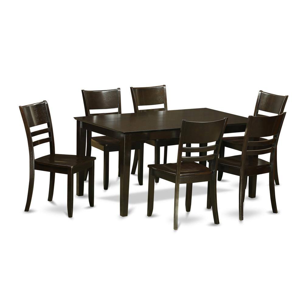 Back. East West Furniture - 7 Pc Dining room set for 6-Dining Table and 6 Chairs - Cappuccino.