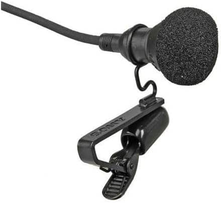 Sony - ECM-44BPT Electret Condenser Lavalier Microphone, 40 Hz to 15 Khz Frequency Response, Black