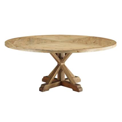 Front. Modway - Stitch 71" Round Pine Wood Dining Table - Brown.