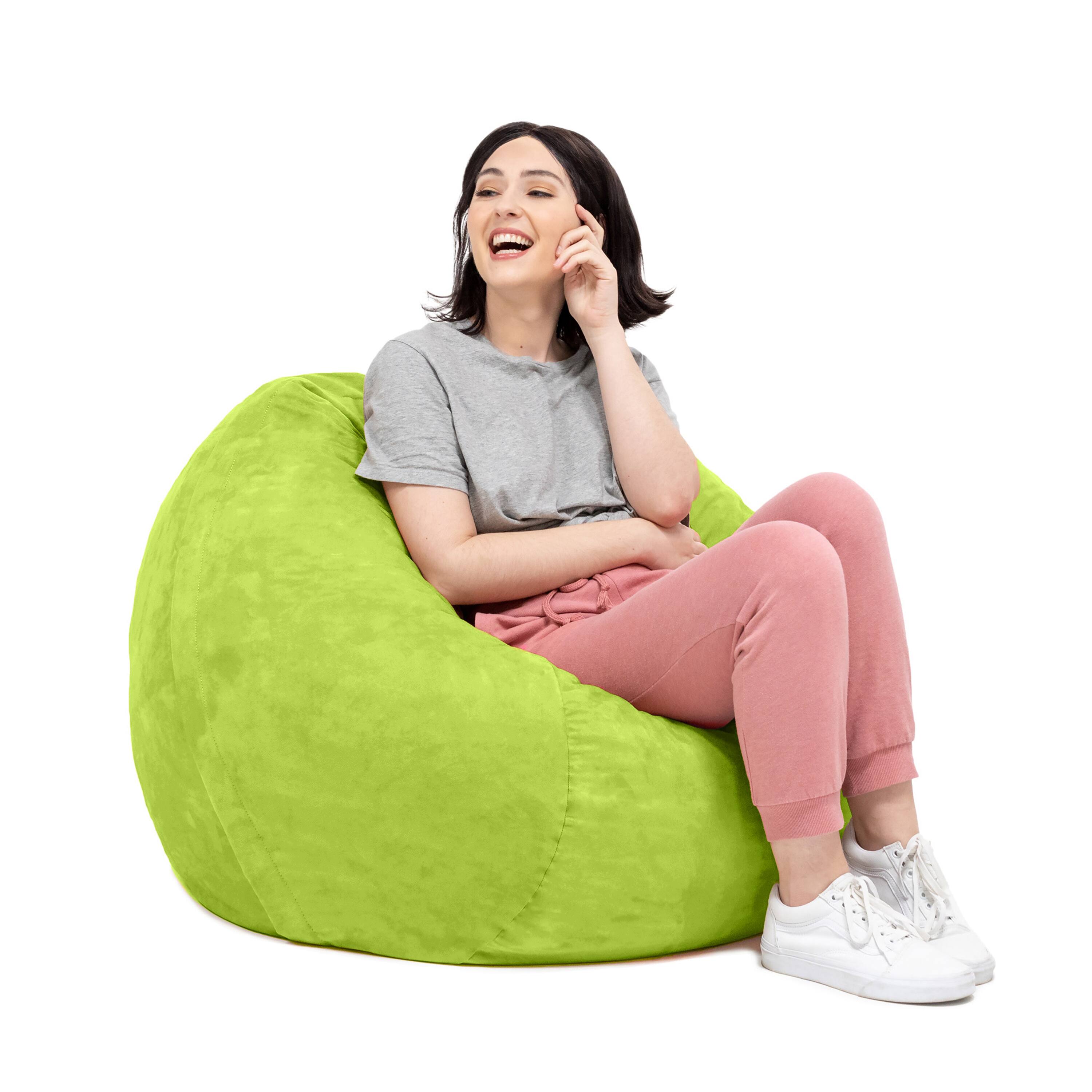 Angle. Jaxx - Jaxx Saxx 3 Foot Bean Bag Chair with Removable Cover, Lime - Lime.