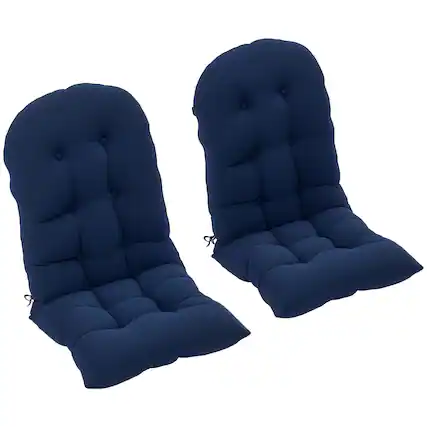 Front. Outsunny - Adirondack Chair Cushions Set of 2, Tufted High Back Patio Non-Slip Cushions for Adirondack Chairs - Navy Blue.